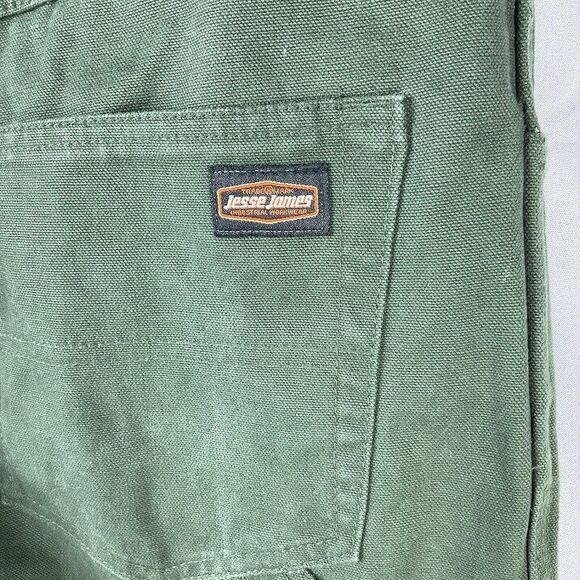 Jesse James Jeans Mens Ss 36x34 Green Utility Carpenter Work Fit 12 Ounce Canvas - Picture 5 of 7